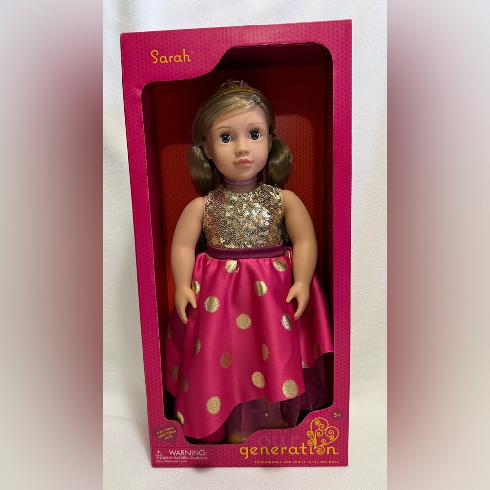 Our Generation ‘Sarah’ 18” Fashion Doll in Pink & Gold Ball Gown - Retires & NIB